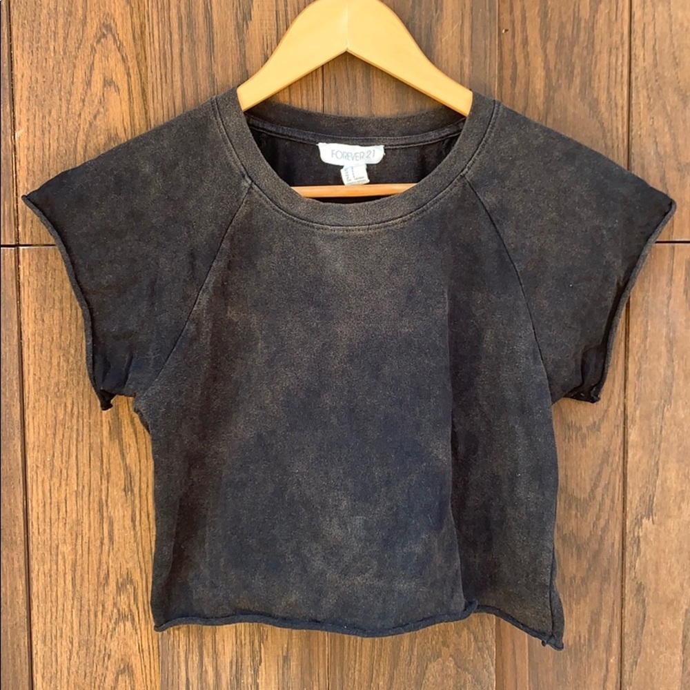 Forever 21 distressed/bleached cropped t shirt